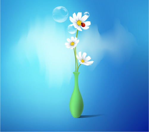 free vector Spring flowers vase